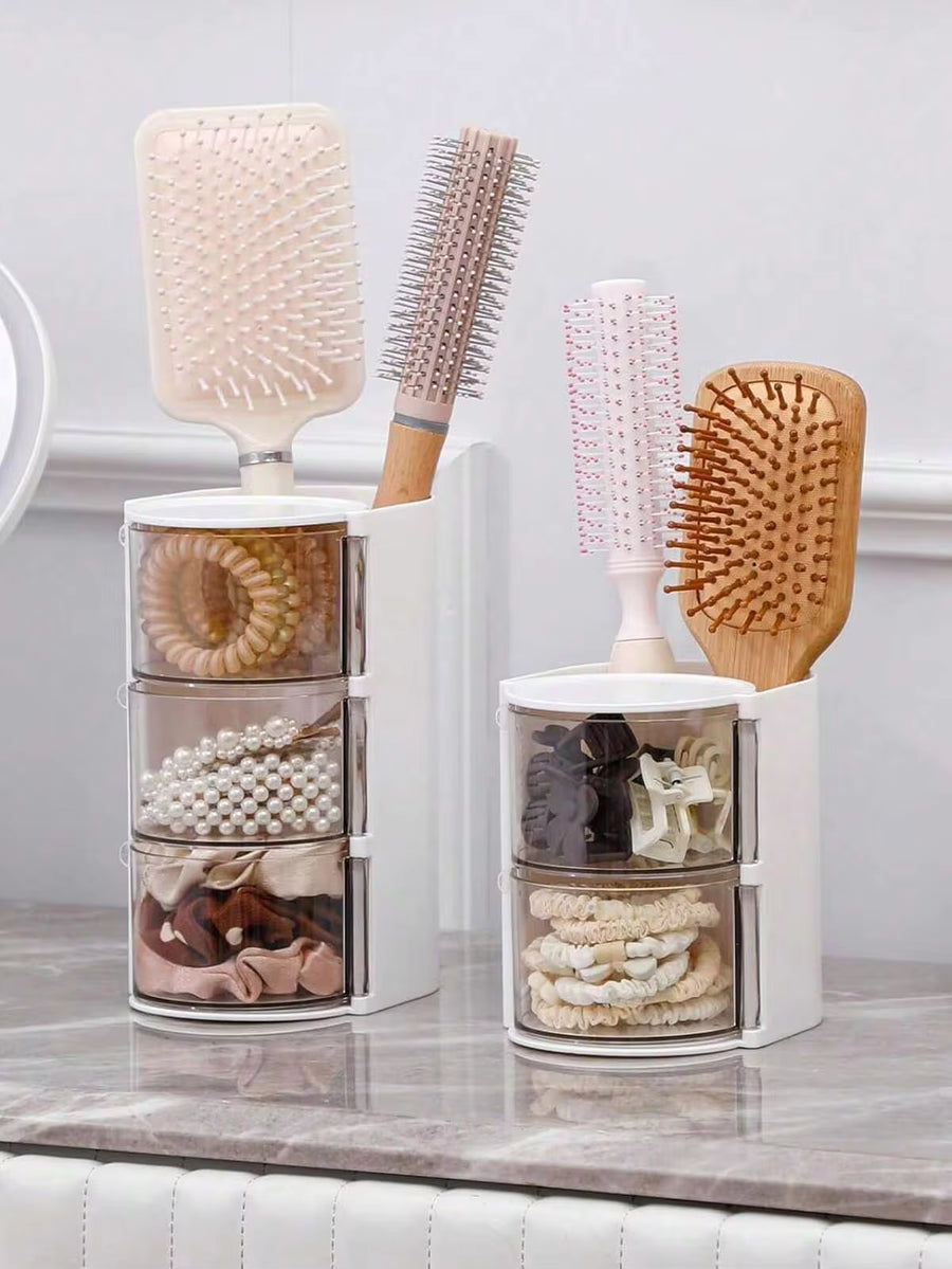 1PC Rotating Hair Accessories Storage Box - Organizer For Makeup Brushes, Combs, Hair Clips, Scrunchies, Hair Claws & Jewelry, Perfect Gift For HalloweenChristmasThanksgiving