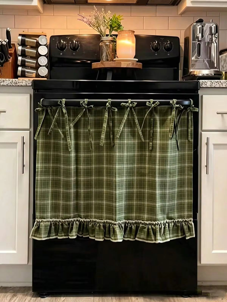 1pc Handmade Oven Door Curtain, Oven Door Curtain, Oven Door Curtain, Rustic Kitchen Decor, Heat Resistant, Easy Installation, Conceals Clutter, Suitable For Oven, Washing Machine And Dishwasher