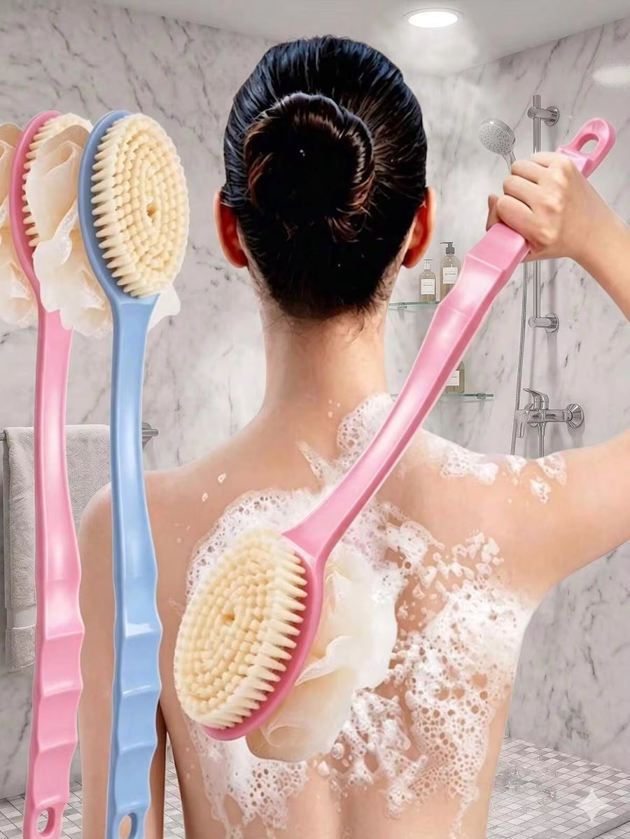 3/2/1pc Extra Long Handle Exfoliating Brush, Suitable For Back Scrubbing, Shower Brush, Soft Bristles, Non-Slip Handle, Suitable For Hard-To-Reach Areas, Feet And Shoulders, Suitable For Home Bathroom SPA